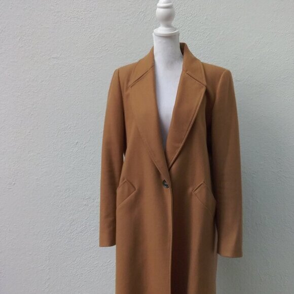 Zara Coat Women's Med Camel Tan Preppy New York Chic Style Classic Chicago Fall - Picture 5 of 9